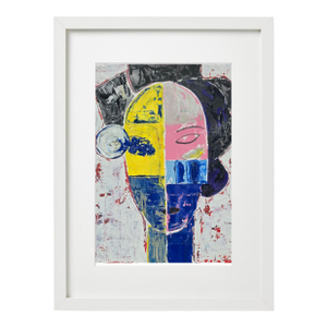 Shadow Box Framed Primitivist Original Oil Painting 'Portrait of a Woman' / Pablo Picasso