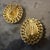 A 1970s Gilt Metal and Faux Oval Gold Pearls Italian Set of Clip-on Earrings For Sale - Image 4 of 9