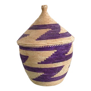 1980s African Lidded Basket For Sale
