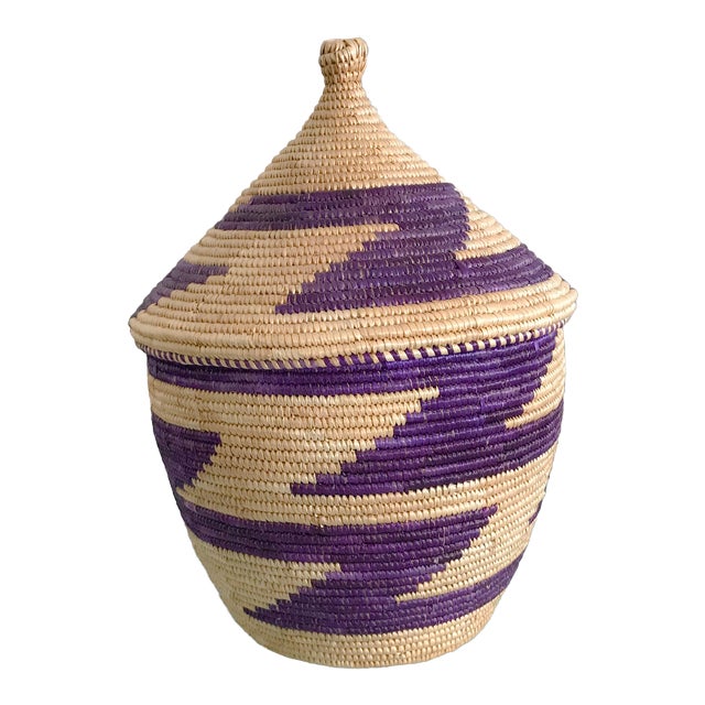 1980s African Lidded Basket For Sale