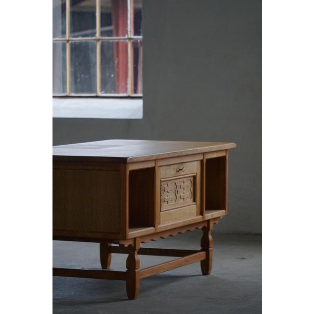 Mid-Century Modern Freestanding Desk in Oak attributed to Henning Kjærnulf, Denmark, 1950s For Sale - Image 11 of 18