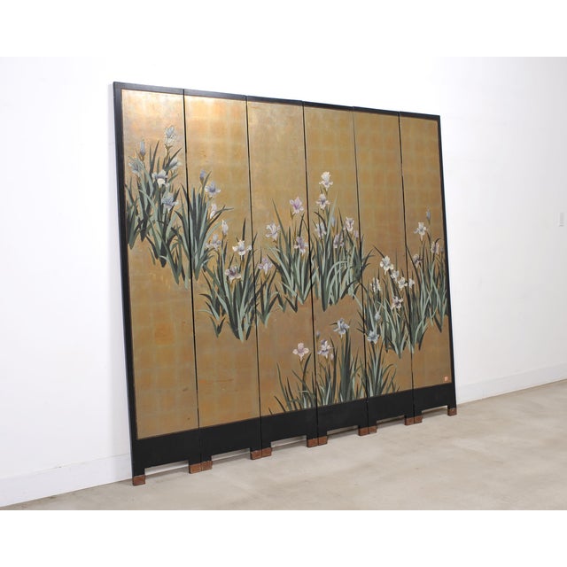 Chinese Chinese Export Coromandel Screen After Ogata Korin Irises For Sale - Image 3 of 18