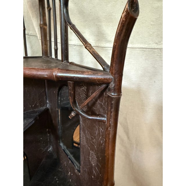 19th Century English Bamboo Corner Etarge Shelf For Sale - Image 4 of 13