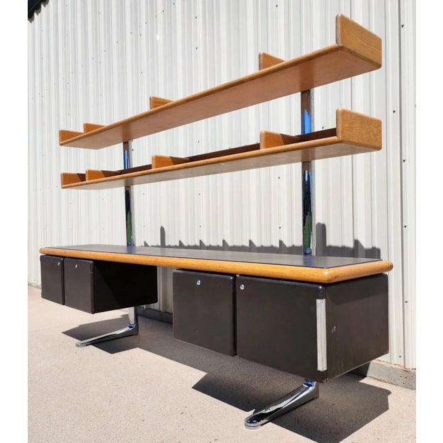 Rare Leather-Covered Credenza from the Executive Collection designed attributed to Warren Platner in 1973 for Knoll...