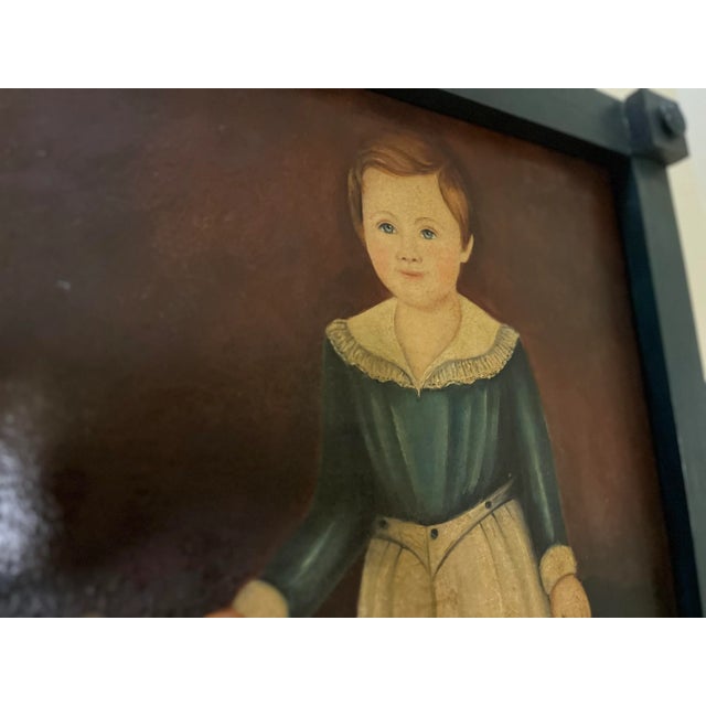 Signed Original Vintage Folk Art Pony Boy Painting For Sale - Image 9 of 13