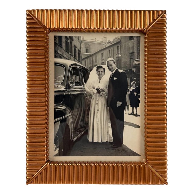 Mid-Century Modern Italian Embossed Copper Tabletop Picture Frame, 1930s For Sale