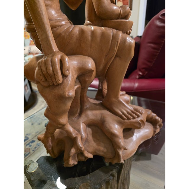 Mid-Century Balinese Modernist Hand-Carved Hardwood Sculpture Attributed to Ketut Rodja For Sale - Image 9 of 12