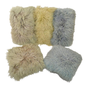 1 of 5 Fibre by Auskin Tibetan Sheepskin Natural Fiber Throws Pillows Green Blue Gray