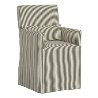 Stoffer Home x Cloth & Company Slipcover for Lindy Dining Armchair in Jane Stripe Laurel For Sale