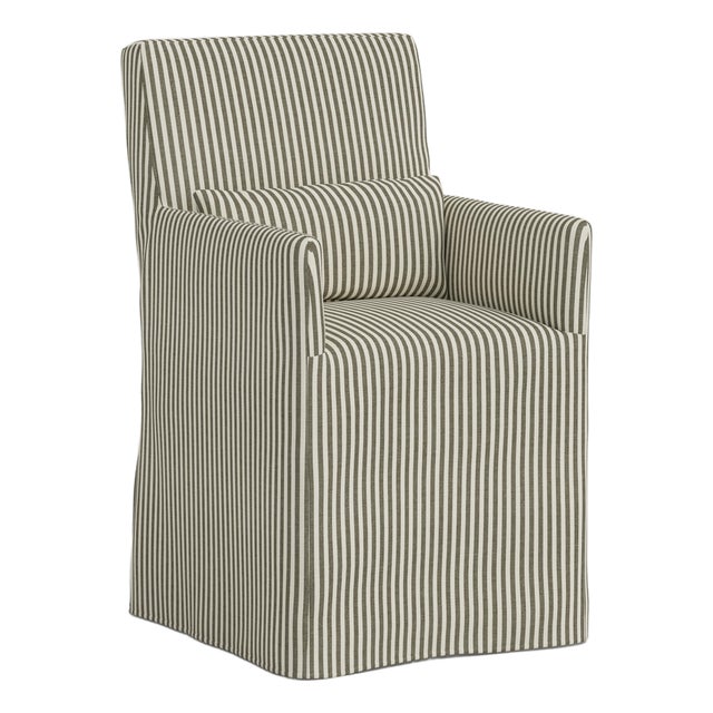 Stoffer Home x Cloth & Company Slipcover for Lindy Dining Armchair in Jane Stripe Laurel For Sale