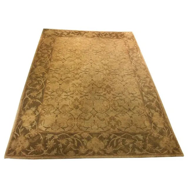 Neutral Luxurious Silk Tibetan Area Rug- 6′2″ × 8′11″ For Sale - Image 10 of 10