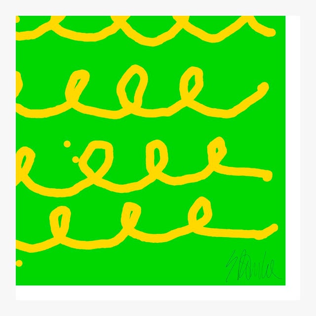 Not Yet Made - Made To Order Bumpy Train Ride Yellow on Green Fine Art Print 36" X 51" by Liz Roache For Sale - Image 5 of 6