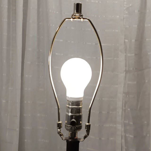 1974 Vintage Openwork Metal Table Lamp Bronze Color With Gold Accent For Sale - Image 10 of 12