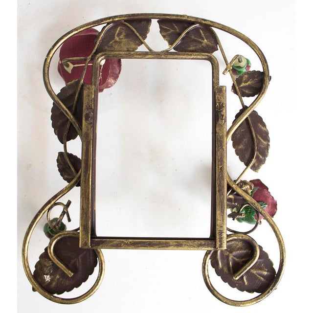 Vintage Metal Tole Frame With Roses Motif For Sale In Las Vegas - Image 6 of 6