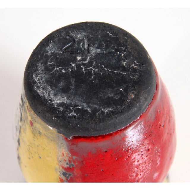 Ceramic Vintage Mid Century Modern West German Lava Bold Red & Yellow Pottery Vase For Sale - Image 7 of 9