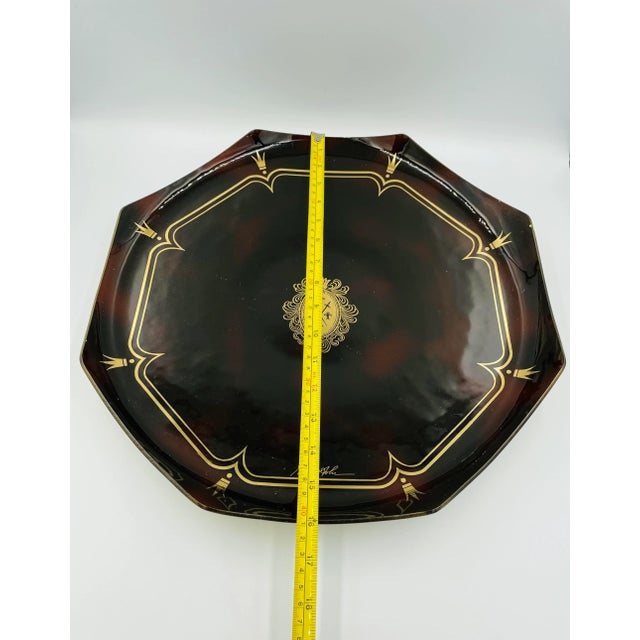 Mid 20th Century Signed Royal Brown and Gold Platter For Sale - Image 11 of 12
