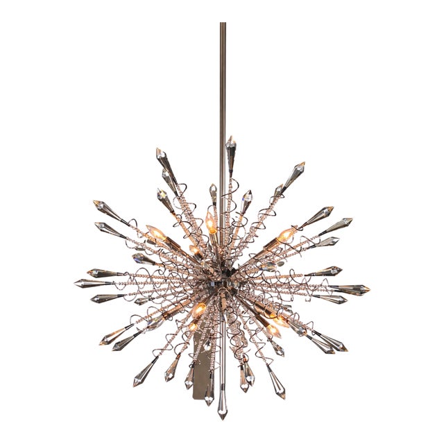 Large Crystal Starburst Modern Sputnik Chandelier For Sale