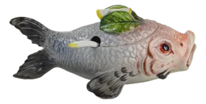 Mid 20th Century Rigatierri Venetian Murano Fish Form Soup / Sauce Tureen