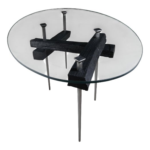 Coffee Table in Wood and Steel by Frederic Gaillard For Sale