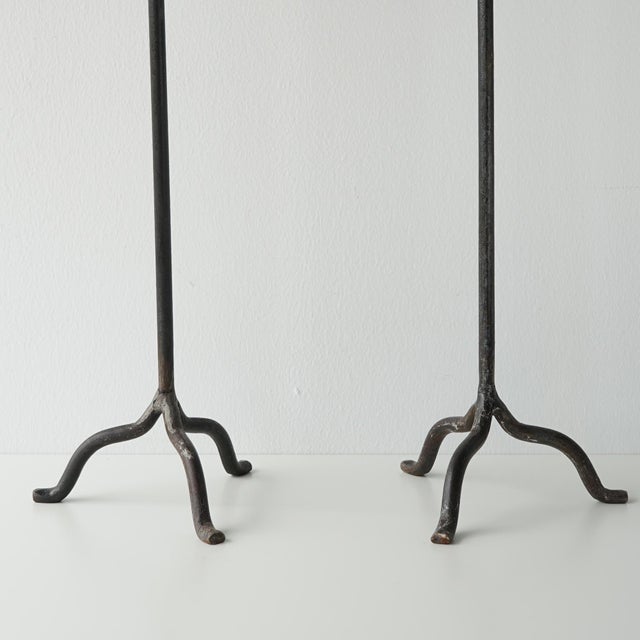 Jean Royère Sculptural Mid 20th Century Wrought Iron Forged Candle Holders For Sale - Image 4 of 16