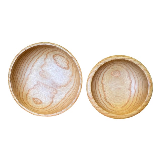 Rodger Jacobs North Carolina Craftsman Artist Turned Wood Ash Bowls - a Pair For Sale