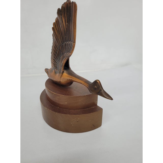 Vintage 1950s Copper Duck Goose Sculpture Bookend Paperweight Statue For Sale - Image 4 of 8