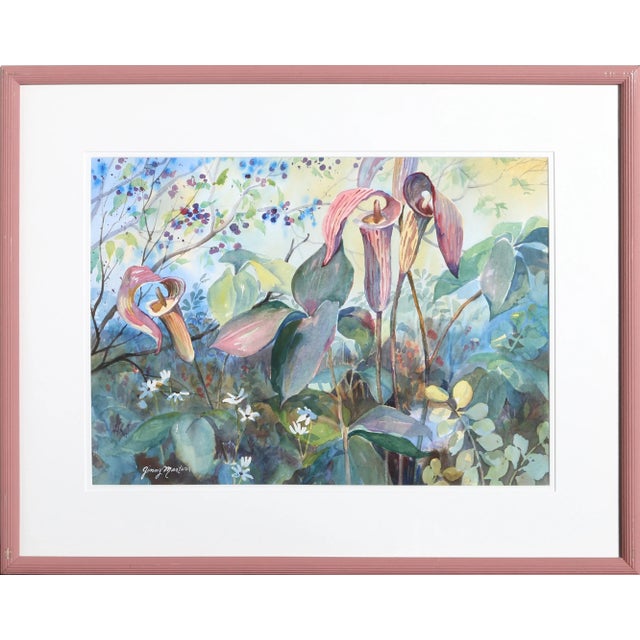 Rustic Ginny Masters - Flowers Framed Watercolor Painting For Sale - Image 3 of 3