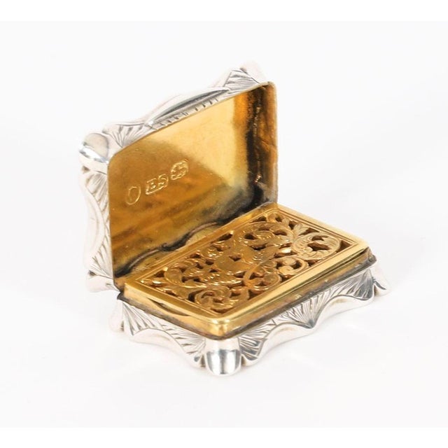 Gold Antique Victorian Sterling Silver Vinaigrette by Edward Smith, 1884 For Sale - Image 8 of 18