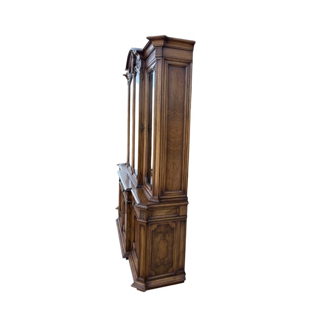 Karges Furniture 1960s Karges Burled Walnut Louis XVI French Regency Breakfront Bookcase Cabinet For Sale - Image 4 of 18