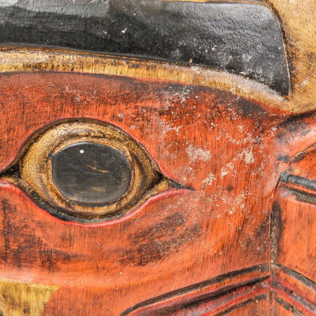 Large Pacific Northwest Coast Indigenous Art Style Carved Totem Wall Hanging For Sale - Image 12 of 16