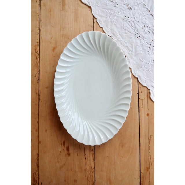 Ceramic Vintage Oval Serving Platter in White Twisted Porcelain from Limoges Haviland, 1980s For Sale - Image 7 of 7