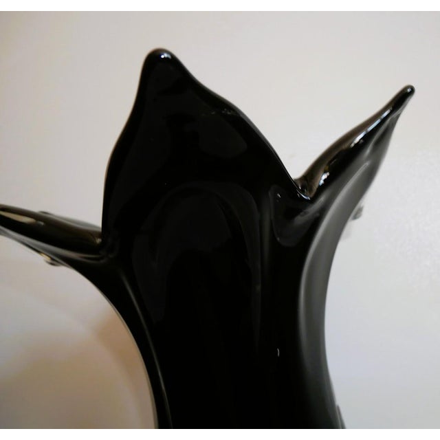 Vintage Black Murano Glass Handkerchief Vase, 1970s For Sale - Image 4 of 13