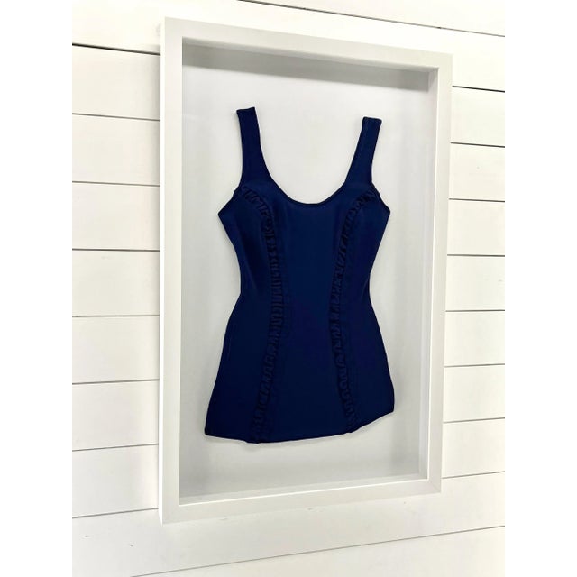 Modern Blue Vintage Swimsuit Framed Coastal Wall Decor For Sale - Image 3 of 4