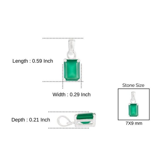 2.26 CTW Green Onyx Octagon Pendant in 925 Sterling Silver For Sale - Image 10 of 12