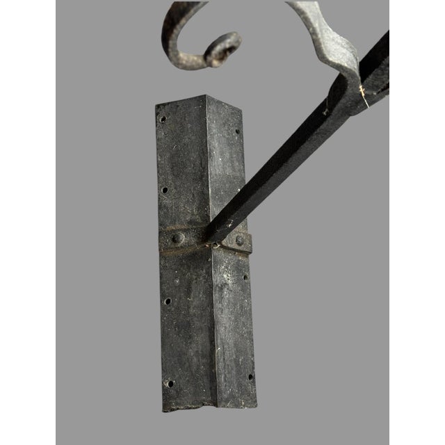 Early 20th Century Primitive Wrought Iron Country Folk Art Figural Rooster Weathervane For Sale - Image 10 of 12