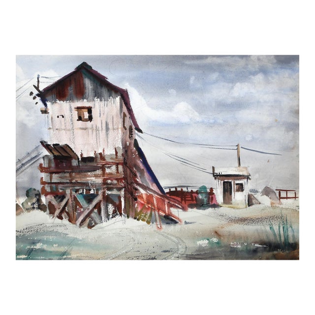 1950s "Trap Rock, Haverstraw P4.30" Watercolor Painting by Eve Nethercott For Sale