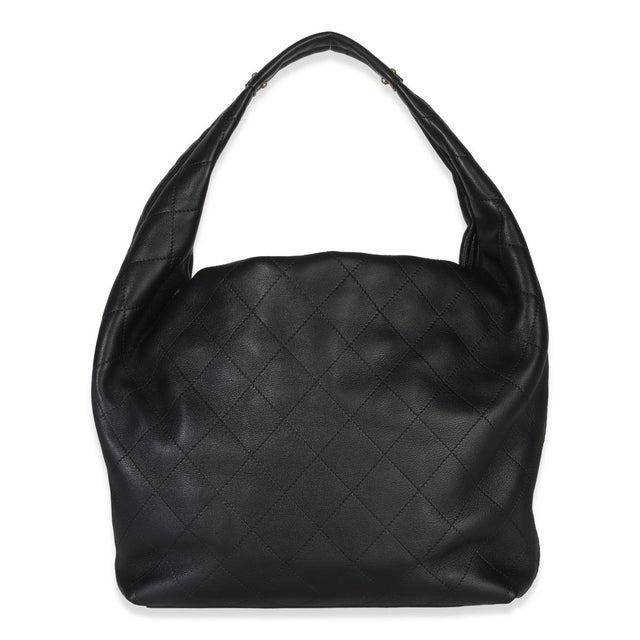 Chanel 26C Black Quilted Calfskin Large Hobo For Sale - Image 4 of 8