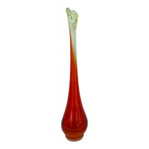 1960s Viking Glass MCM Amberina Epic Bud Swung Vase