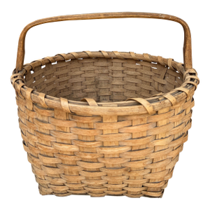 Antique Late 19th Century American Splint Oak Gathering Basket