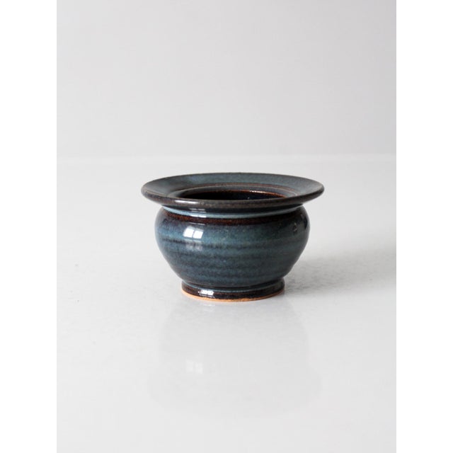 Vintage Handmade Studio Pottery Flower Frog Vase For Sale - Image 6 of 11