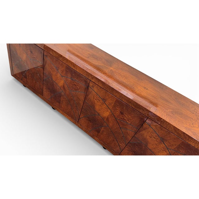 Aldo Tura Inspired Art Deco Lacquered Exotic Wood Sideboard For Sale - Image 11 of 16