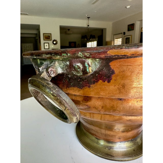 French Antique Copper & Brass Champagne Cooler or Planter For Sale - Image 17 of 18