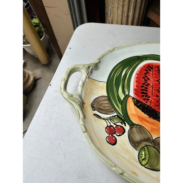 Up for consideration is a beautiful large Italian fruit platter. This would look lovely in your home and it is a great...