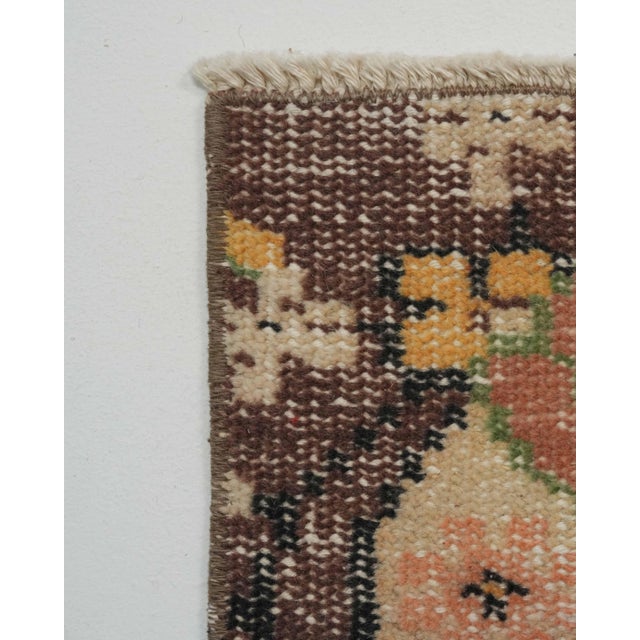 Brown 1970s Vintage Handmade Wool Cotton Brown Area Rug For Sale - Image 8 of 12