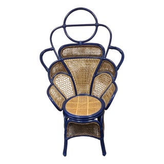 Contemporary Boho Rattan High Back Chair For Sale