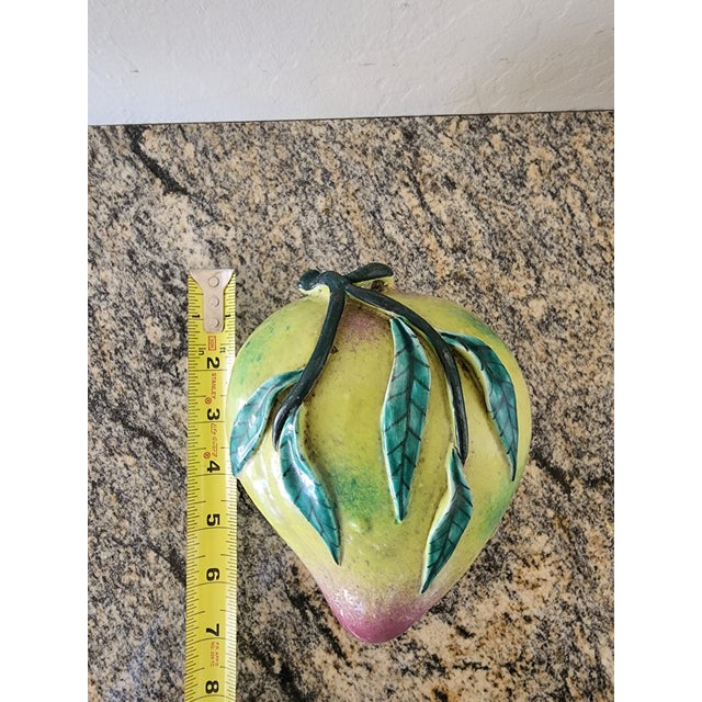 Ceramic Large Vintage Chinese Green and Pink Glazed Ceramic Peach Altar Fruit For Sale - Image 7 of 10