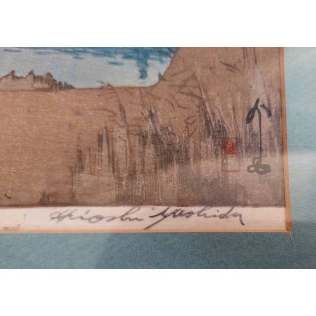 1930's Japanese Ukiyo-E Woodblock Print of Seta Bridge by Hiroshi Yoshida For Sale - Image 14 of 16