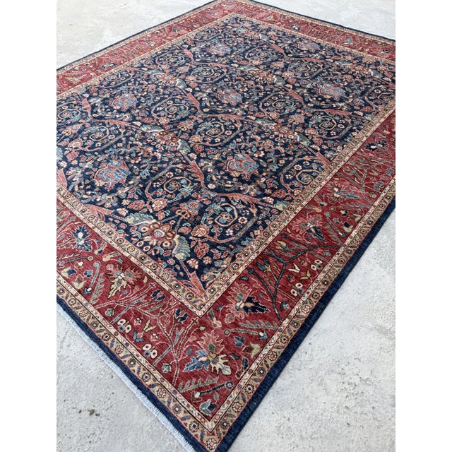 2000 - 2009 Navy Persian Ferahan Design Hand-Knotted Wool Rug, 08'02 X 09'11 For Sale - Image 5 of 10