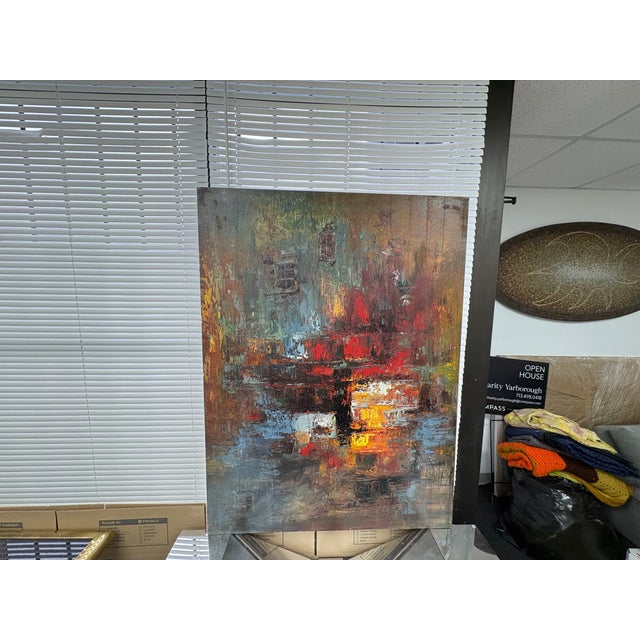 1990s Modernist Abstract Oil Painting For Sale - Image 9 of 12