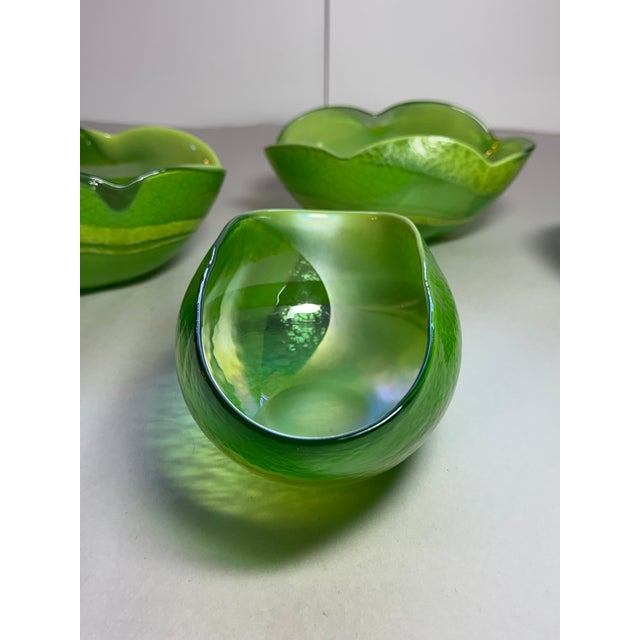 Vintage Italian Murano Green Art Glass Bowls, Set of 4 For Sale - Image 15 of 17
